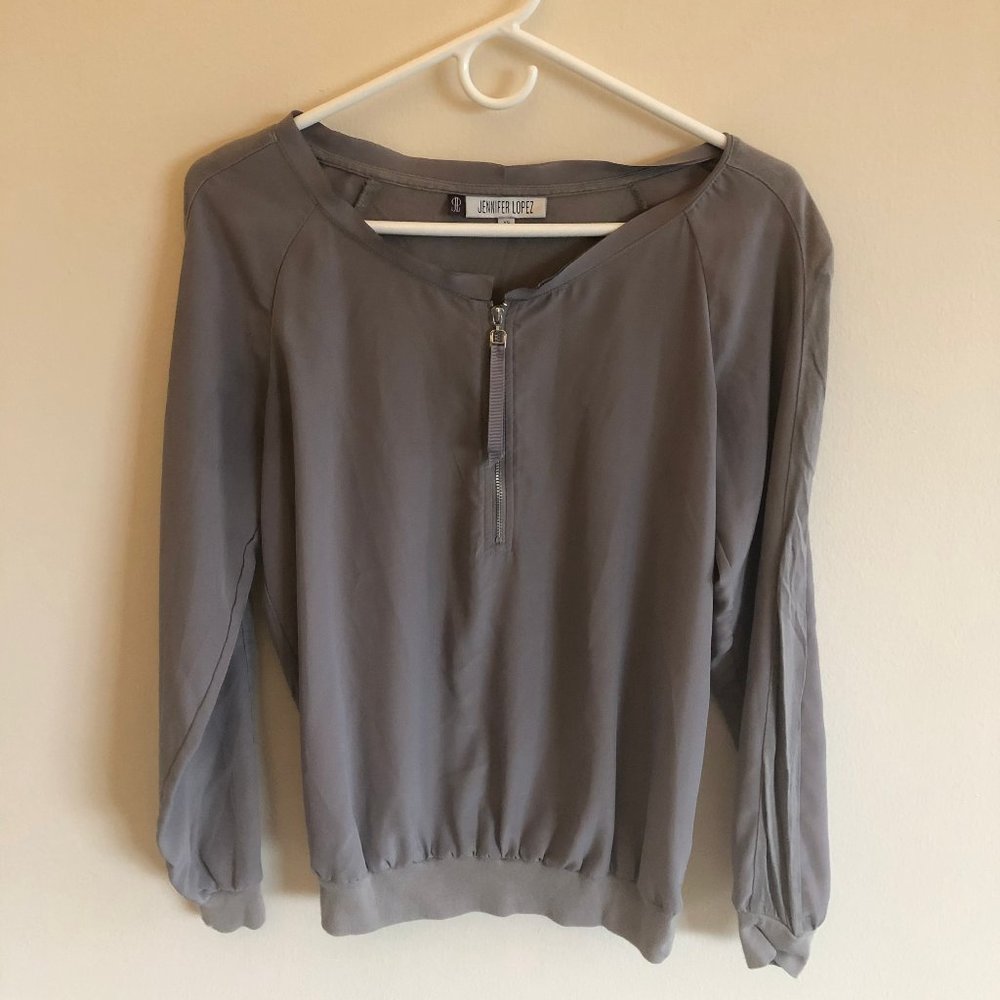 Gray Zipper Blouse